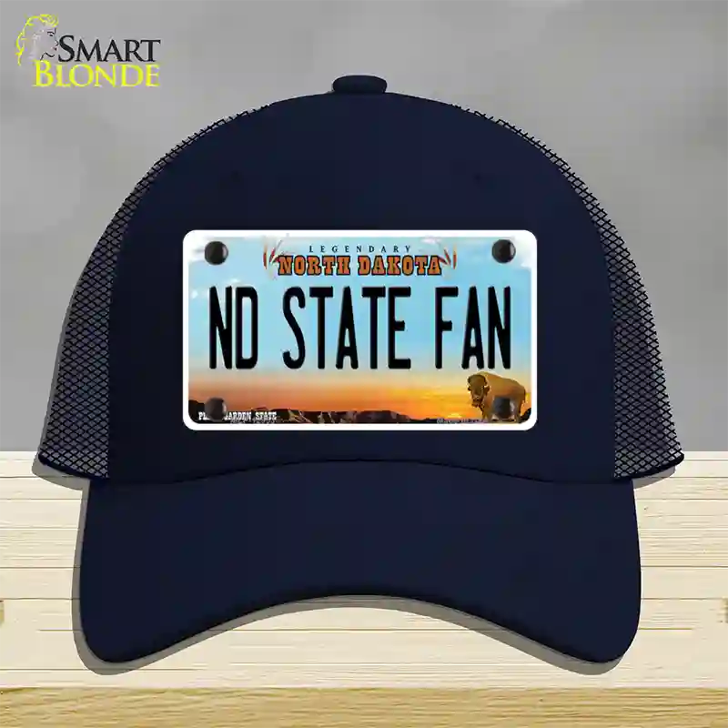 North Dakota State Fan Novelty License Plate Hat Mesh / Navy