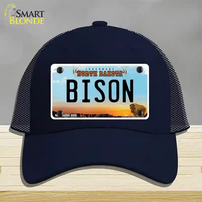 Bison Novelty License Plate Hat Mesh / Navy