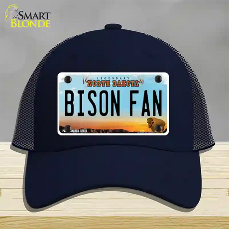 Bison Fan Novelty License Plate Hat Mesh / Navy