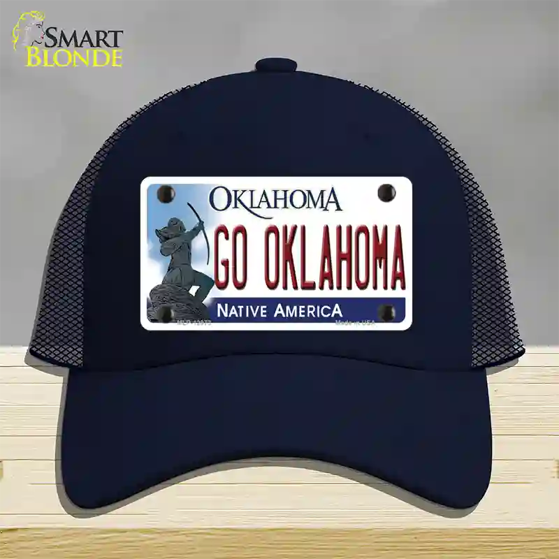 Go Oklahoma Novelty License Plate Hat Mesh / Navy