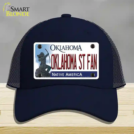 Oklahoma State Fan Novelty License Plate Hat Mesh / Navy