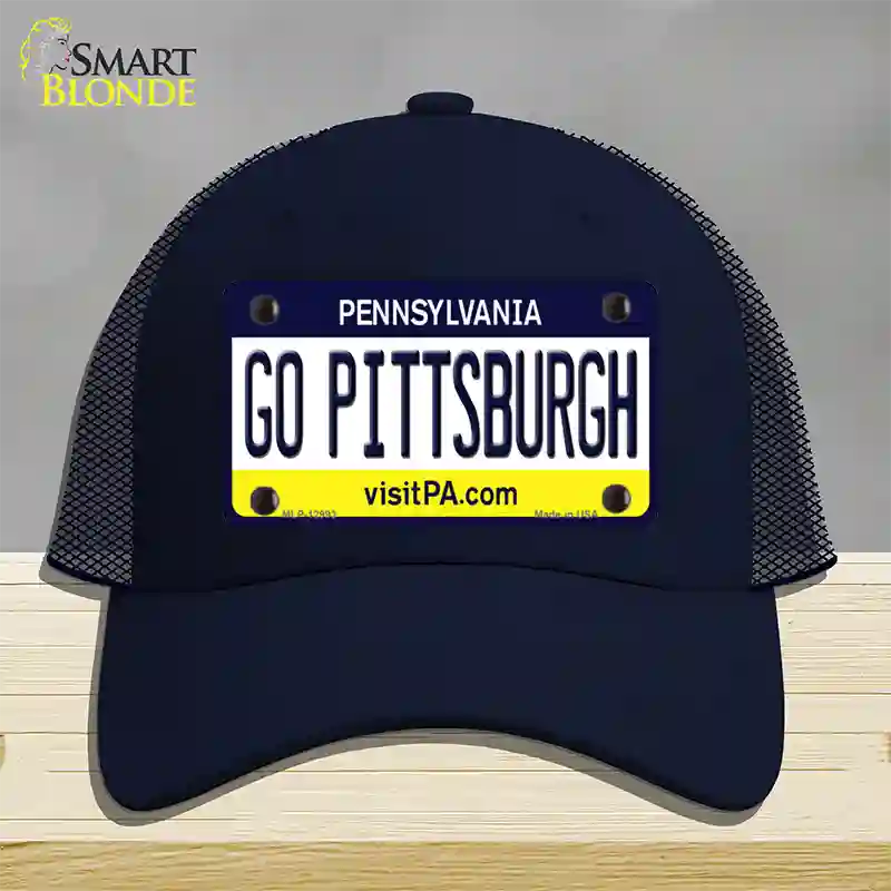 Go Pittsburgh Novelty License Plate Hat Mesh / Navy