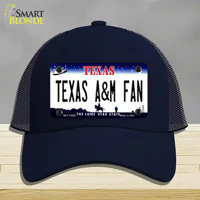 Texas A&M Fan Novelty License Plate Hat Mesh / Navy