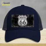 Route 66 Black & White Novelty License Plate Hat Mesh / Navy