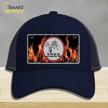 Find Hot Leave Wet Firefighter Novelty License Plate Hat Mesh / Navy