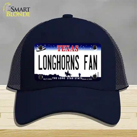 Longhorns Fan Novelty License Plate Hat Mesh / Navy