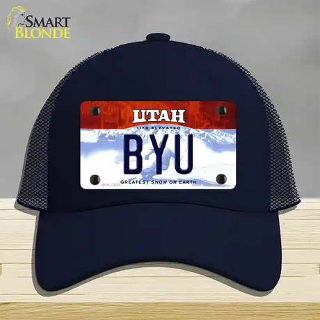 BYU Novelty License Plate Hat Mesh / Navy