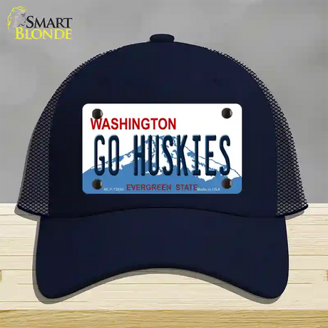 Go Huskies Novelty License Plate Hat Mesh / Navy