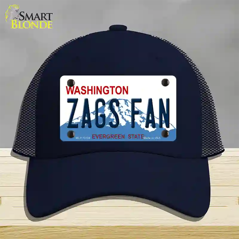 Zags Fan Novelty License Plate Hat Mesh / Navy