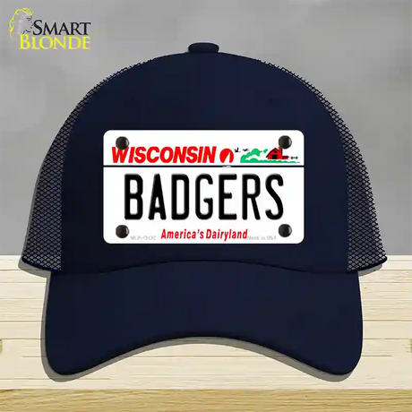 Badgers Novelty License Plate Hat Mesh / Navy