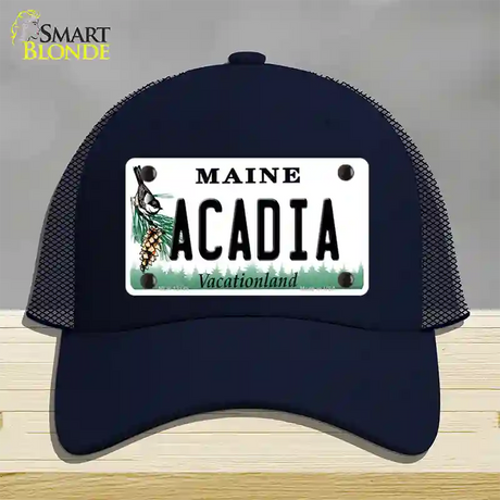 Acadia Maine Novelty License Plate Hat Mesh / Navy