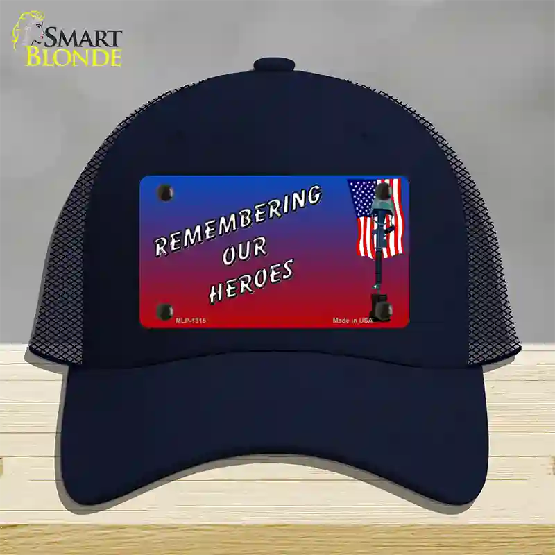 Remembering Our Heroes Novelty License Plate Hat Mesh / Navy