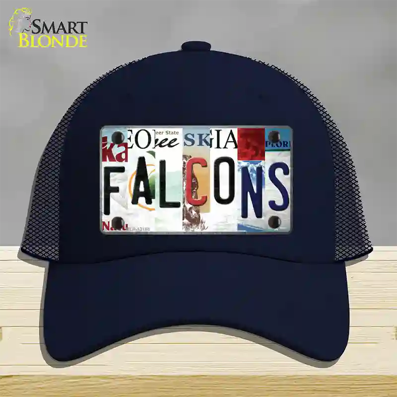 Falcons Strip Art Novelty License Plate Hat Tag Mesh / Navy