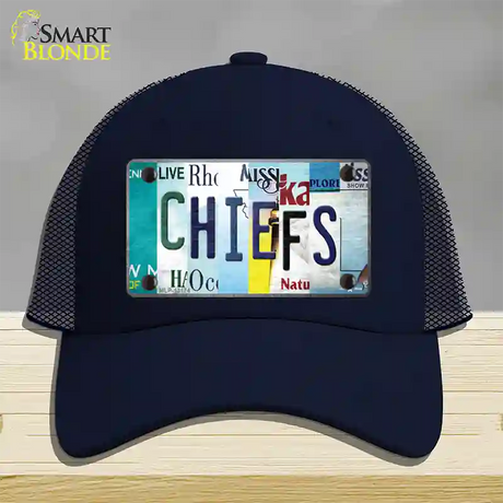 Chiefs Strip Art Novelty License Plate Hat Tag Mesh / Navy