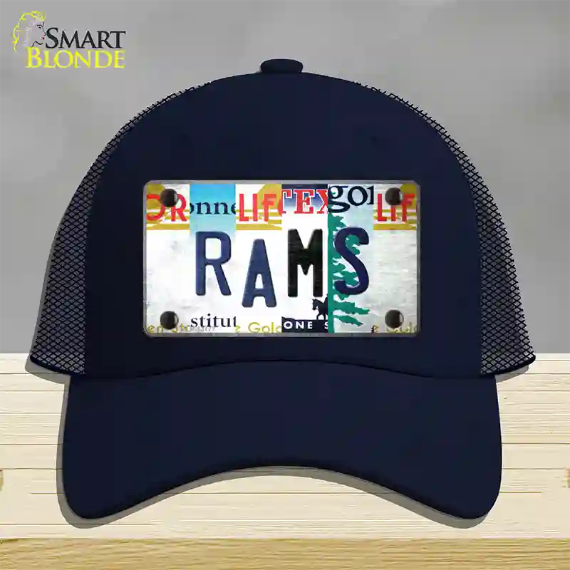 Rams Strip Art Novelty License Plate Hat Tag Mesh / Navy