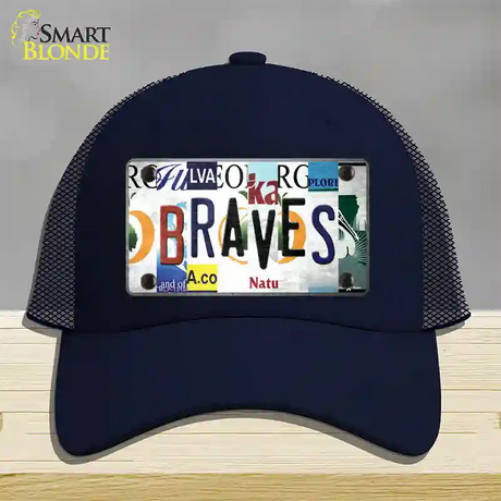 Braves Strip Art Novelty License Plate Hat Tag Mesh / Navy