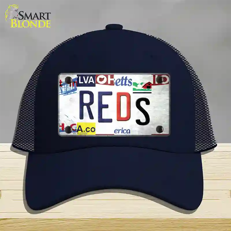 Reds Strip Art Novelty License Plate Hat Tag Mesh / Navy