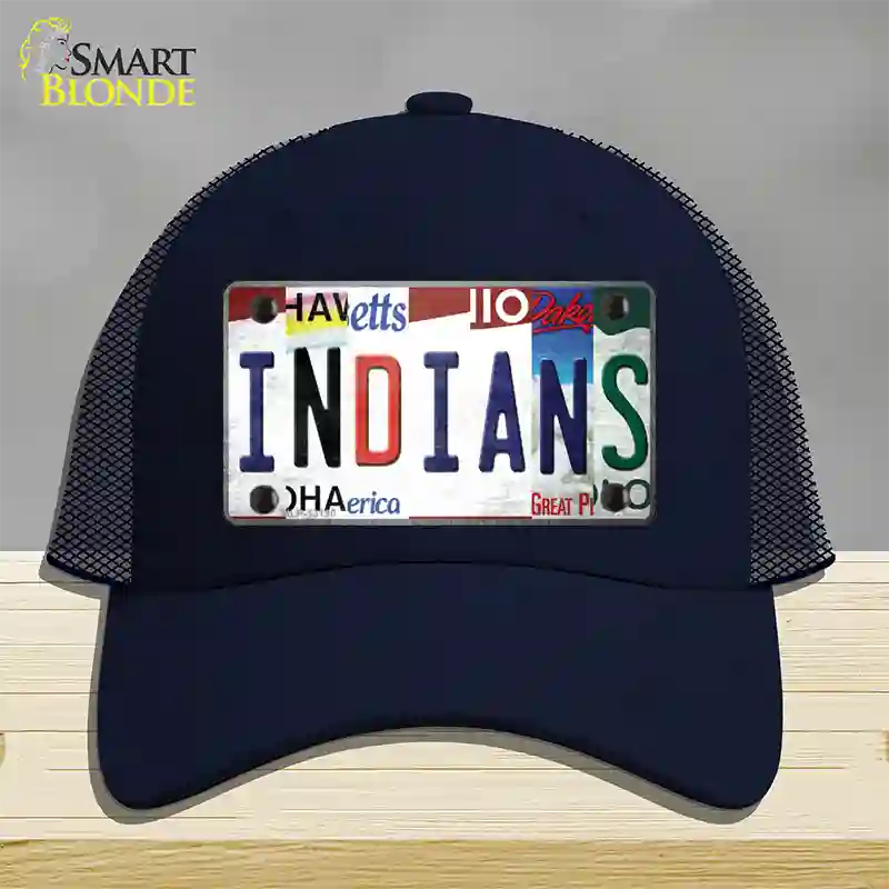 Indians Strip Art Novelty License Plate Hat Tag Mesh / Navy