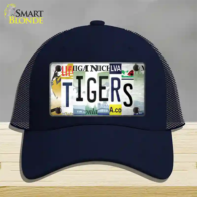 Tigers Strip Art Novelty License Plate Hat Tag Mesh / Navy