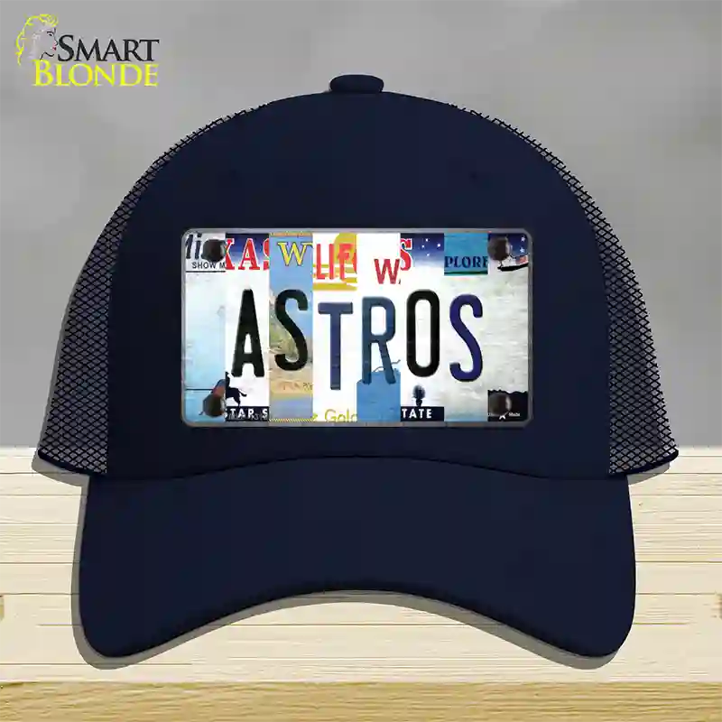 Astros Strip Art Novelty License Plate Hat Tag Mesh / Navy