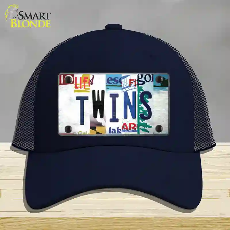 Twins Strip Art Novelty License Plate Hat Tag Mesh / Navy