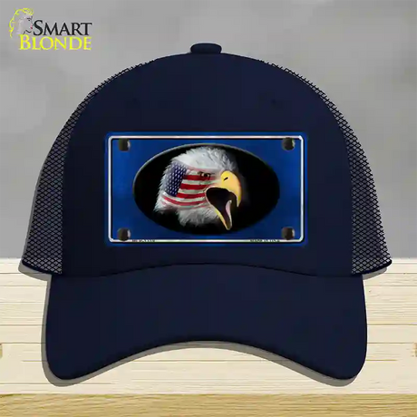 American Flag Eagle Blue Novelty License Plate Hat Mesh / Navy