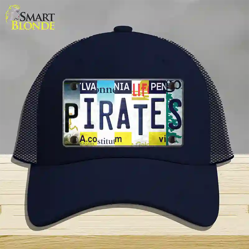 Pirates Strip Art Novelty License Plate Hat Tag Mesh / Navy