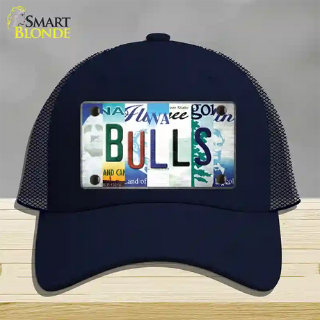 Bulls Strip Art Novelty License Plate Hat Tag Mesh / Navy