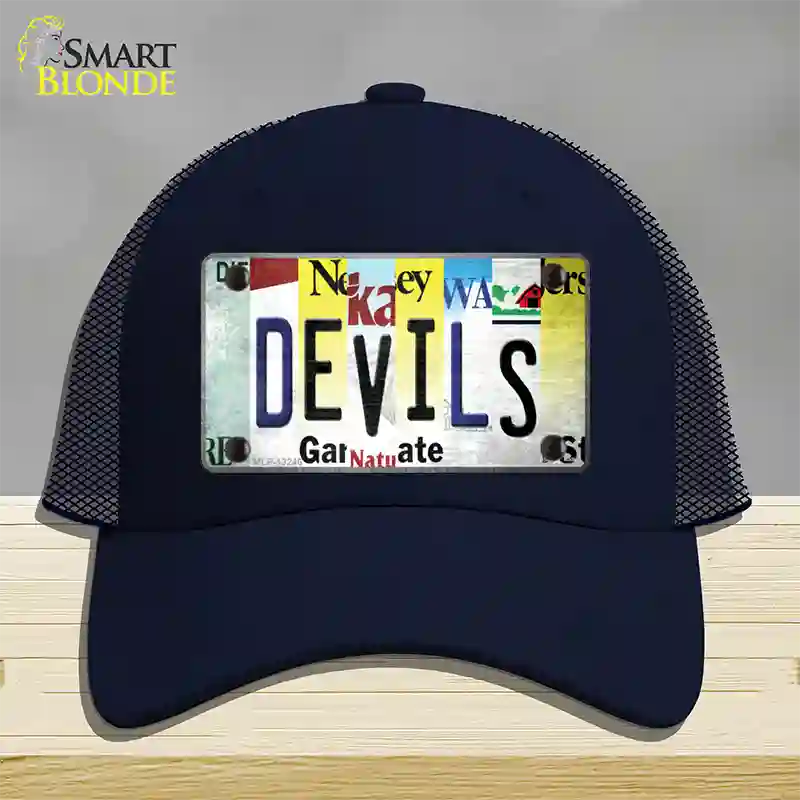 Devils Strip Art Novelty License Plate Hat Tag Mesh / Navy