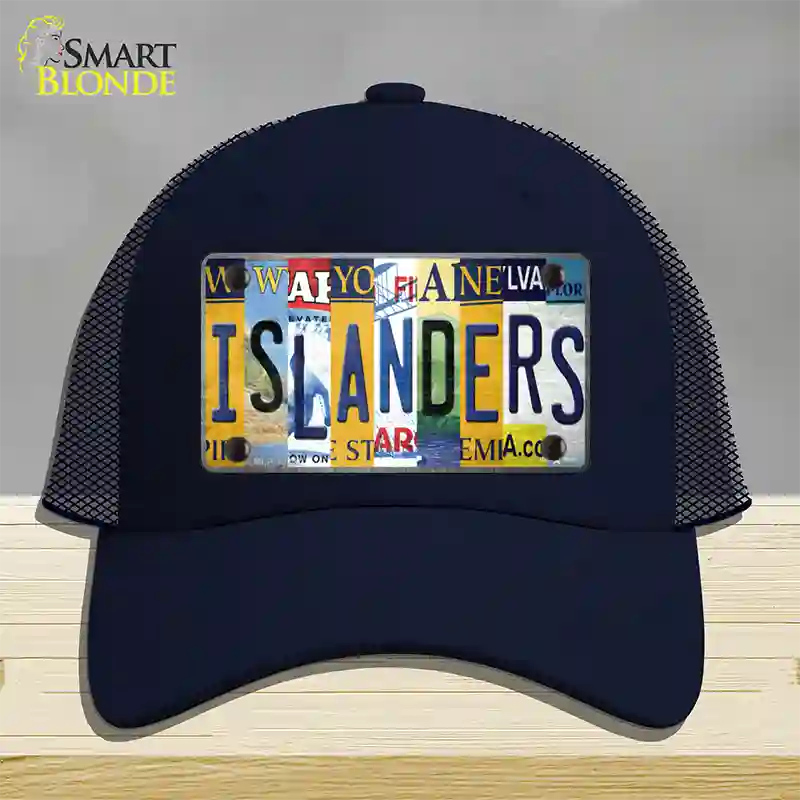 Islanders Strip Art Novelty License Plate Hat Tag Mesh / Navy