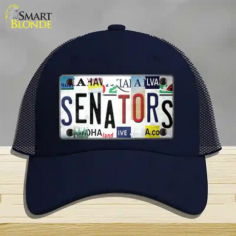 Senators Strip Art Novelty License Plate Hat Tag Mesh / Navy