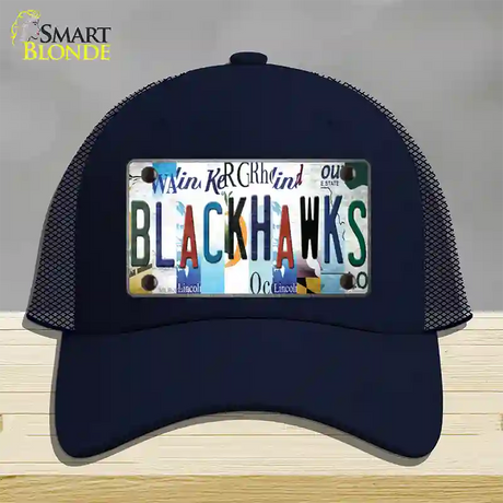 Blackhawks Strip Art Novelty License Plate Hat Tag Mesh / Navy