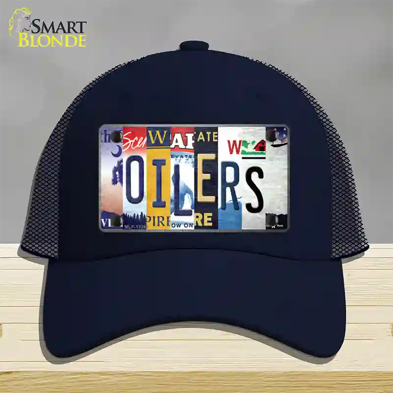 Oilers Strip Art Novelty License Plate Hat Tag Mesh / Navy