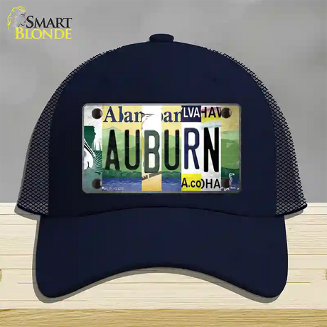 Auburn Strip Art Novelty License Plate Hat Tag Mesh / Navy