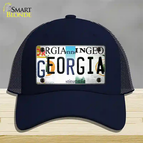 Georgia Strip Art Novelty License Plate Hat Tag Mesh / Navy