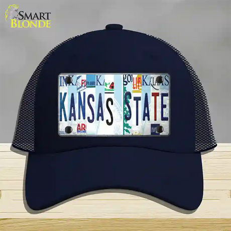 Kansas State Strip Art Novelty License Plate Hat Tag Mesh / Navy