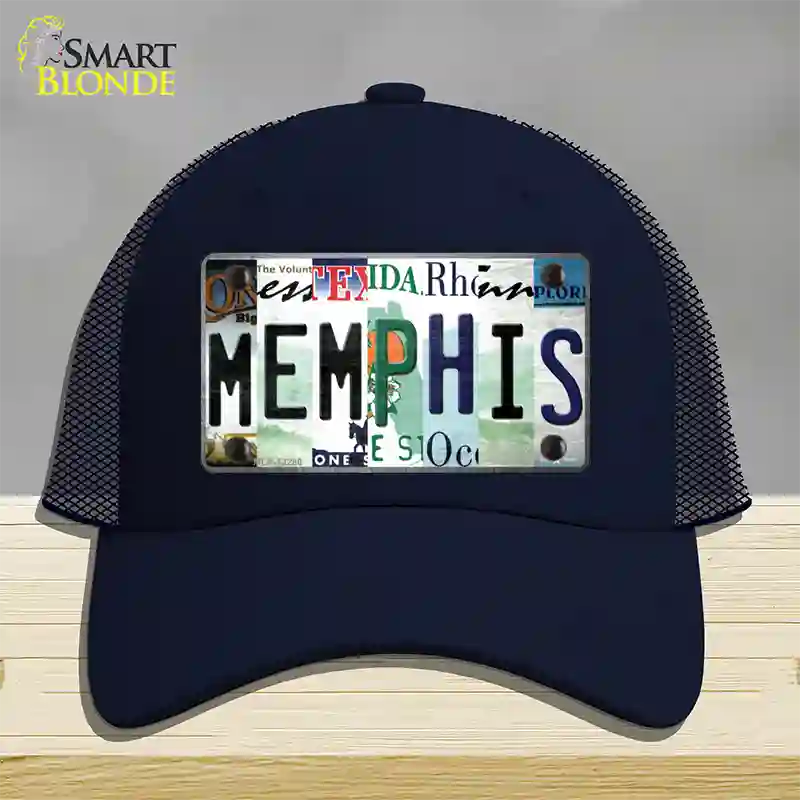 Memphis Strip Art Novelty License Plate Hat Tag Mesh / Navy