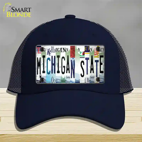 Michigan State Strip Art Novelty License Plate Hat Tag Mesh / Navy