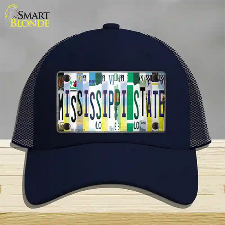 Mississippi State Strip Art Novelty License Plate Hat Tag Mesh / Navy