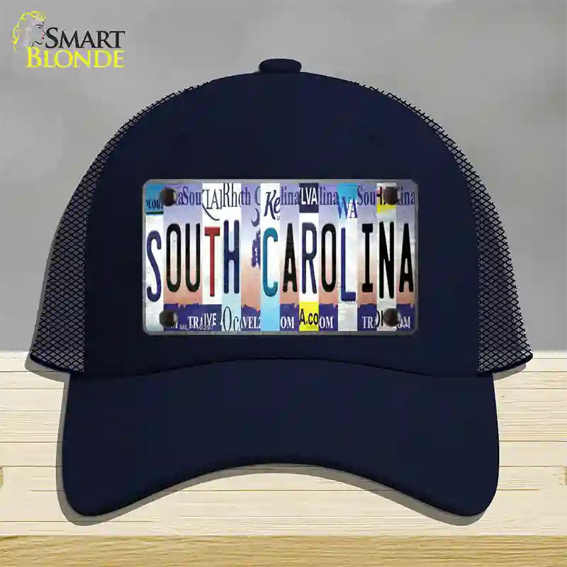 South Carolina Strip Art Novelty License Plate Hat Tag Mesh / Navy