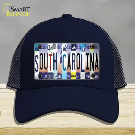 South Carolina Strip Art Novelty License Plate Hat Tag Mesh / Navy