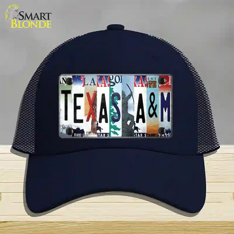 Texas A&M Strip Art Novelty License Plate Hat Tag Mesh / Navy