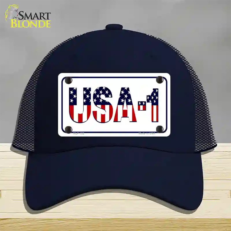 USA 1 Novelty License Plate Hat Mesh / Navy