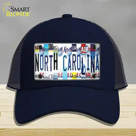 North Carolina Strip Art Novelty License Plate Hat Tag Mesh / Navy