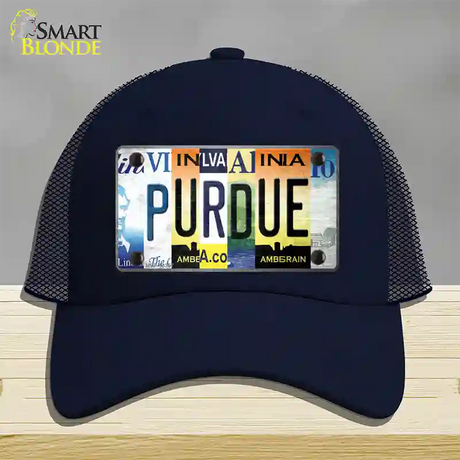 Purdue Strip Art Novelty License Plate Hat Tag Mesh / Navy