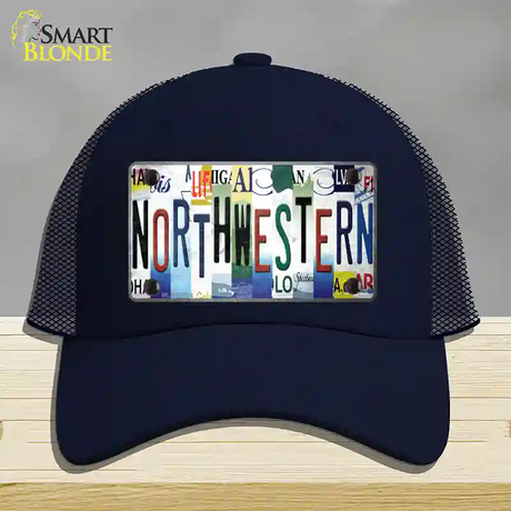 Northwestern Strip Art Novelty License Plate Hat Tag Mesh / Navy