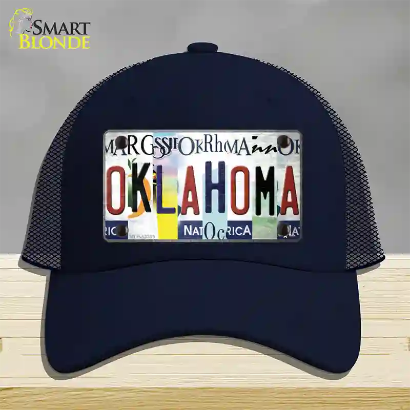 Oklahoma Strip Art Novelty License Plate Hat Tag Mesh / Navy