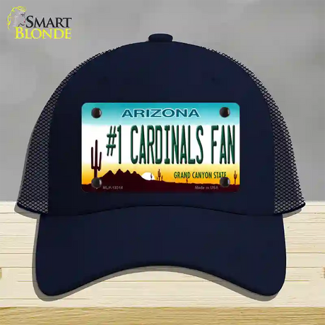 Number 1 Cardinals Fan Novelty License Plate Hat Tag Mesh / Navy