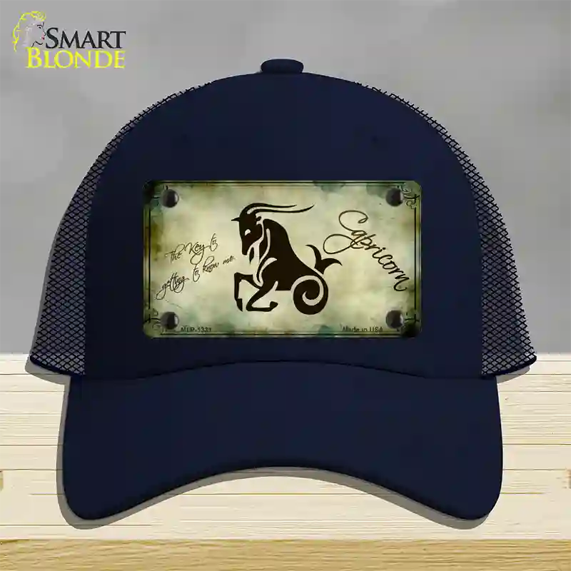 Capricorn Zodiac Novelty License Plate Hat Mesh / Navy