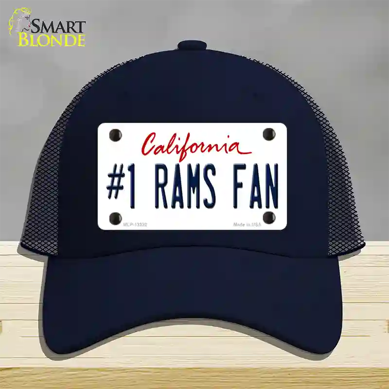 Number 1 Rams Fan Novelty License Plate Hat Tag Mesh / Navy